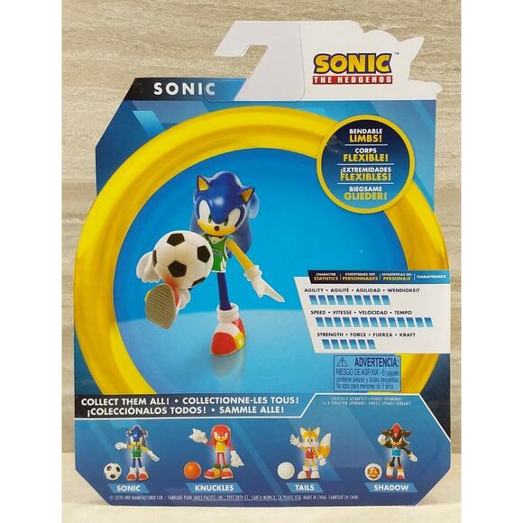 Sonic the Hedgehog 4-Inch Bendable Action Figure Wave 3 - Sonic with Soccer Ball - Picture 2 of 4